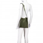 Beuteltasche Velours mit zwei Riemen, Farbe: grau, braun, grün/oliv, beige, Marke: Hausfelder Manufaktur, Abmessungen in cm: 23x27x16, Bild 5 von 7