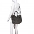 Beuteltasche Velours, Farbe: grau, beige, Marke: Hausfelder Manufaktur, Abmessungen in cm: 29x33x12, Bild 5 von 6