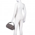 Beuteltasche Velours, Farbe: grau, beige, Marke: Hausfelder Manufaktur, Abmessungen in cm: 29x17x10, Bild 4 von 5