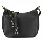 Beuteltasche mit Goldfittings, Farbe: schwarz, blau/petrol, beige, weiß, Marke: Hausfelder Manufaktur, Abmessungen in cm: 30x26.5x9, Bild 1 von 7
