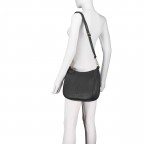 Beuteltasche mit Goldfittings, Farbe: schwarz, blau/petrol, beige, weiß, Marke: Hausfelder Manufaktur, Abmessungen in cm: 30x26.5x9, Bild 5 von 7