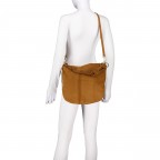 Beuteltasche Velours mit Goldfittings, Farbe: blau/petrol, cognac, taupe/khaki, grün/oliv, beige, Marke: Hausfelder Manufaktur, Abmessungen in cm: 32.5x29x3, Bild 6 von 7