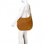 Beuteltasche Velours mit Goldfittings, Farbe: blau/petrol, cognac, taupe/khaki, grün/oliv, beige, Marke: Hausfelder Manufaktur, Abmessungen in cm: 46x35.5x6, Bild 5 von 6