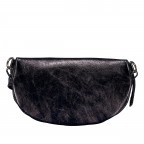 Gürteltasche / Umhängetasche Laminato mit Silberfittings, Farbe: schwarz, anthrazit, metallic, Marke: Hausfelder Manufaktur, Abmessungen in cm: 24x14x8, Bild 3 von 6