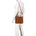 Handtasche Velours, Farbe: anthrazit, braun, taupe/khaki, grün/oliv, beige, Marke: Hausfelder Manufaktur, Abmessungen in cm: 22x22x8, Bild 6 von 8