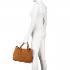 Handtasche Velours, Farbe: braun, taupe/khaki, Marke: Hausfelder Manufaktur, Abmessungen in cm: 30.5x23x12.5, Bild 4 von 7