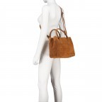 Handtasche Velours, Farbe: braun, taupe/khaki, Marke: Hausfelder Manufaktur, Abmessungen in cm: 30.5x23x12.5, Bild 6 von 7