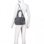 Handtasche Velours, Farbe: grau, beige, Marke: Hausfelder Manufaktur, Abmessungen in cm: 29x19x8, Bild 5 von 7