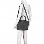 Handtasche, Farbe: schwarz, blau/petrol, beige, Marke: Hausfelder Manufaktur, Abmessungen in cm: 36x27.5x10, Bild 5 von 7