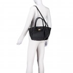 Handtasche Dollaro mit Goldfittings, Farbe: schwarz, beige, Marke: Hausfelder Manufaktur, Abmessungen in cm: 20x20x14.5, Bild 6 von 8