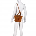 Handtasche Velours, Farbe: grau, braun, cognac, beige, Marke: Hausfelder Manufaktur, Abmessungen in cm: 19x20x12, Bild 5 von 6