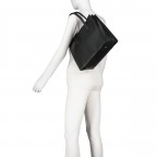 Handtasche mit Goldfittings, Farbe: schwarz, braun, taupe/khaki, beige, Marke: Hausfelder Manufaktur, Abmessungen in cm: 31.5x27x14, Bild 4 von 7