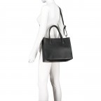 Handtasche mit Goldfittings, Farbe: schwarz, braun, taupe/khaki, beige, Marke: Hausfelder Manufaktur, Abmessungen in cm: 31.5x27x14, Bild 6 von 7