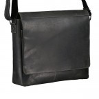 Kuriertasche Huntsville Heiner mit Laptopfach 15 Zoll, Farbe: schwarz, cognac, Marke: Hausfelder Manufaktur, Abmessungen in cm: 39x34x9.5, Bild 2 von 6