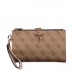 Geldbörse / Handytasche Laurel II 4G-Logo mit Griffschlaufe, Farbe: anthrazit, braun, taupe/khaki, Marke: Guess, Abmessungen in cm: 18.5x11x2.5, Bild 1 von 5