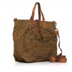 Handtasche Canvas C1389 Druck Schwarz, Farbe: cognac, Marke: Campomaggi, Abmessungen in cm: 30x33x14, Bild 2 von 4