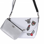 Umhängetasche Bobbi White Black, Farbe: weiß, Marke: Guess, Abmessungen in cm: 27x24x13, Bild 5 von 5