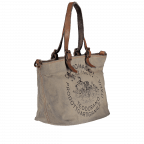 Handtasche Canvas Druck Schwarz, Farbe: beige, Marke: Campomaggi, Abmessungen in cm: 24x22x12, Bild 2 von 6