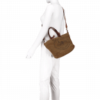 Handtasche Canvas Druck Schwarz, Farbe: beige, Marke: Campomaggi, Abmessungen in cm: 24x22x12, Bild 6 von 6
