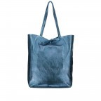 Shopper Athena Blau Metallic, Farbe: blau/petrol, metallic, Marke: Hausfelder Manufaktur, Abmessungen in cm: 28x38x14, Bild 1 von 5
