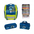 Schulranzen Genius Set 4-teilig Polizei, Farbe: blau/petrol, Marke: Scout, EAN: 4007953418193, Abmessungen in cm: 31x29x22, Bild 1 von 10