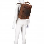 Rucksack Huntsville Horacio mit Laptopfach 14 Zoll, Farbe: schwarz, cognac, Marke: Hausfelder Manufaktur, Bild 5 von 6