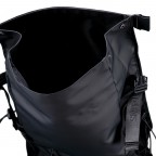 Rucksack Trail Mountaineer Rolltop mit Laptopfach 16 Zoll, Farbe: schwarz, blau/petrol, Marke: Rains, Abmessungen in cm: 32x56x13, Bild 9 von 9