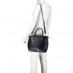 Handtasche Croco Dunkelblau, Farbe: blau/petrol, Marke: Hausfelder Manufaktur, EAN: 4065646003552, Abmessungen in cm: 26x25x13, Bild 4 von 7