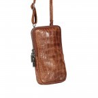 Handytasche Croco mit Schulterriemen Cognac, Farbe: cognac, Marke: Hausfelder Manufaktur, EAN: 4065646001961, Abmessungen in cm: 11x17.5x2, Bild 2 von 4