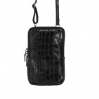 Handytasche Croco mit Schulterriemen Schwarz, Farbe: schwarz, Marke: Hausfelder Manufaktur, EAN: 4065646001992, Abmessungen in cm: 11x17.5x2, Bild 1 von 4