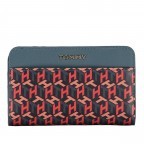 Geldbörse Iconic Medium Wallet Zip Around Seasonal Monogram Charcoal Blue, Farbe: blau/petrol, Marke: Tommy Hilfiger, EAN: 8720111786212, Abmessungen in cm: 14x8x3, Bild 1 von 5