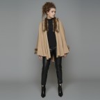 Poncho Dianna Kunstfellbesatz ONE-SIZE Wood Smoke, Farbe: cognac, Marke: Rino & Pelle, EAN: 8719293662049, Bild 2 von 4